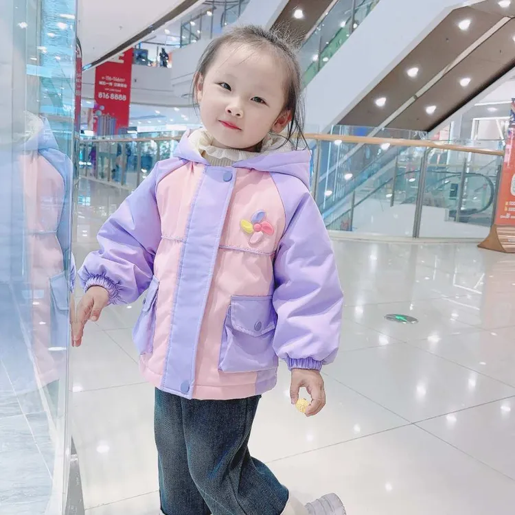 2024新款冬季小童女童冲锋棉衣男童中厚夹棉外套90-130码棉衣棉服