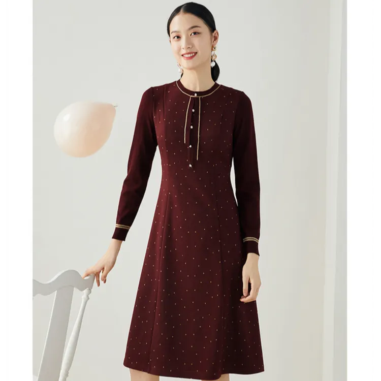 乔万尼A字版型高腰线显瘦设计羊毛呢保暖连衣裙ES4E339