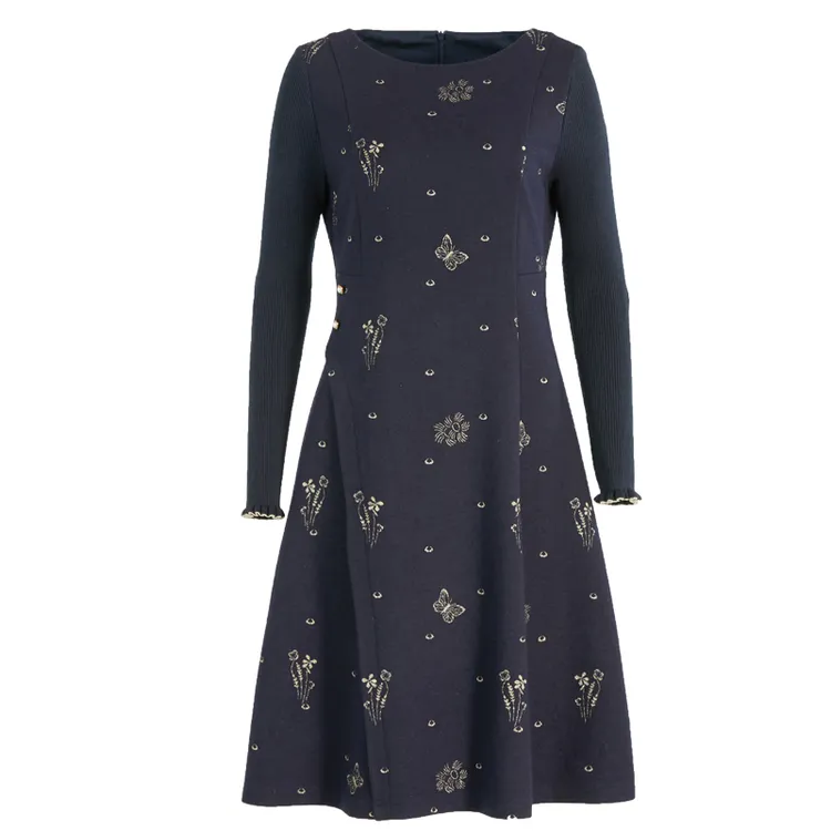 Gowani/乔万尼针织毛呢面料舒适气质优雅收腰显瘦连衣裙ES4E341