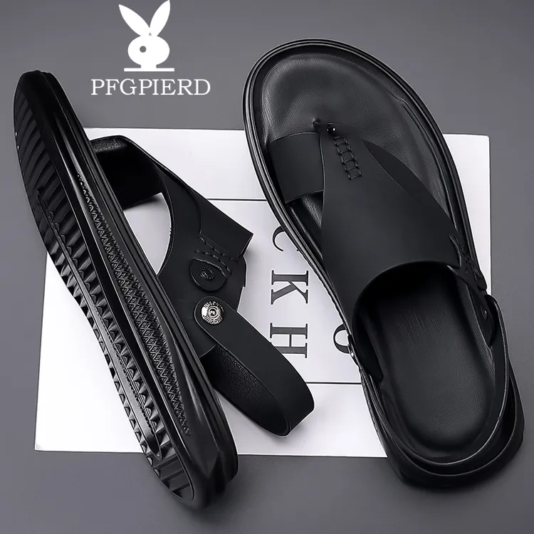 PFGPIERD正品男士休闲沙滩鞋夏季网红时尚百搭软底外穿防滑人字拖