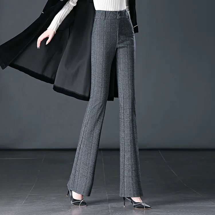 微喇裤女款爆款2025新款女裤加绒加厚喇叭裤弹力西装裤冬季裤子女