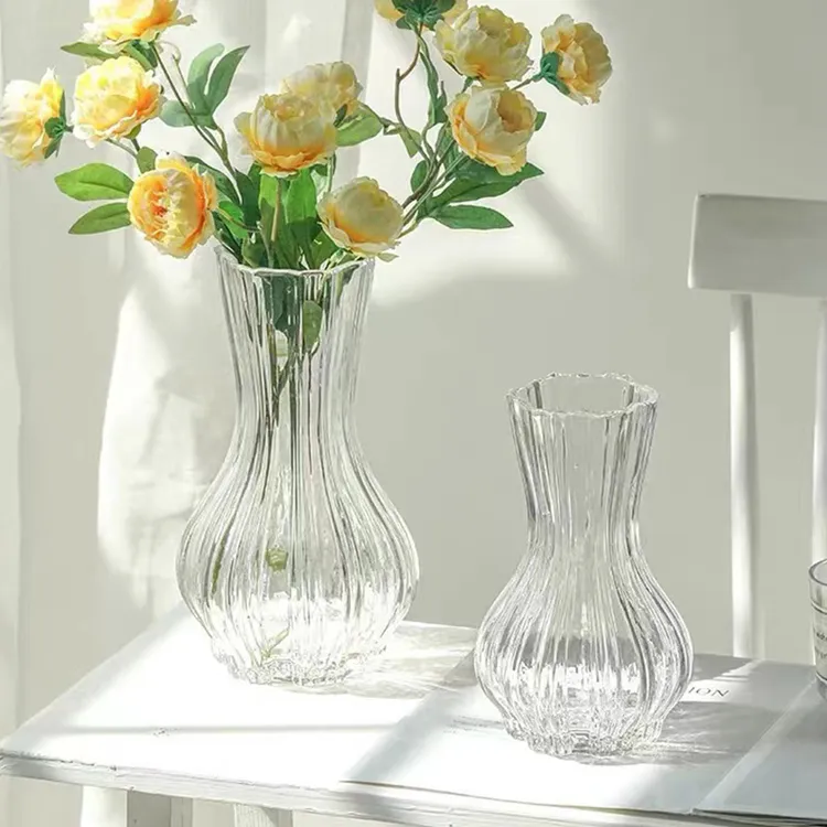 创意简约玻璃花瓶网红束腰高级感水养鲜花玫瑰插花瓶餐桌客厅摆件