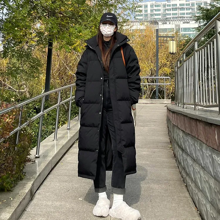 超长款过膝加厚大码情侣艺考黑色外套中戏棉服女2024冬季新款棉袄