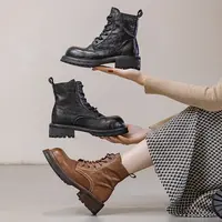CX23022【老彭定制】头层牛皮手工马丁靴女时尚秋冬百搭英伦风休