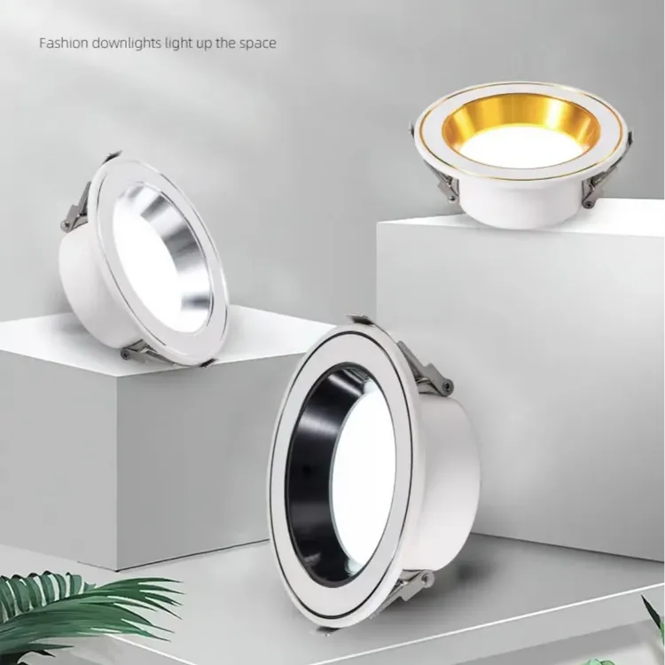 筒灯新款加厚全铝7瓦三色嵌入式筒灯节能护眼深防眩孔灯