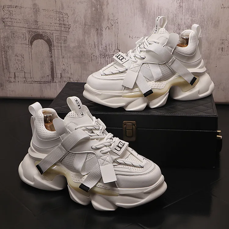 白色休闲鞋男韩版潮流运动鞋2025新款老爹鞋增高男士小白鞋百搭款