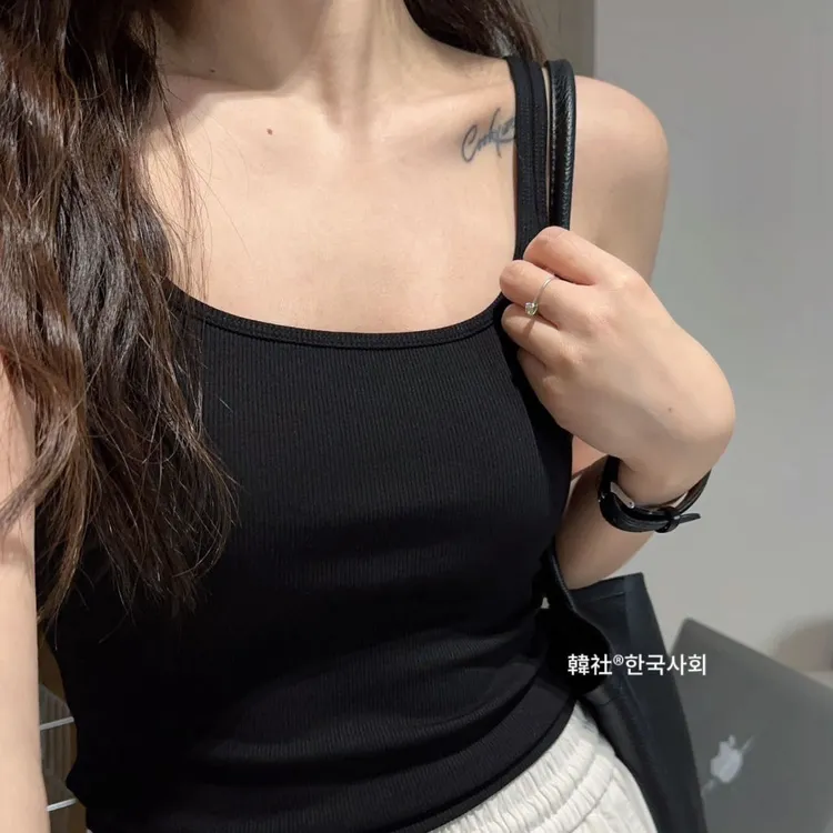 【甜心】夏日上新6612# 螺纹小方领一体杯背心百搭显瘦