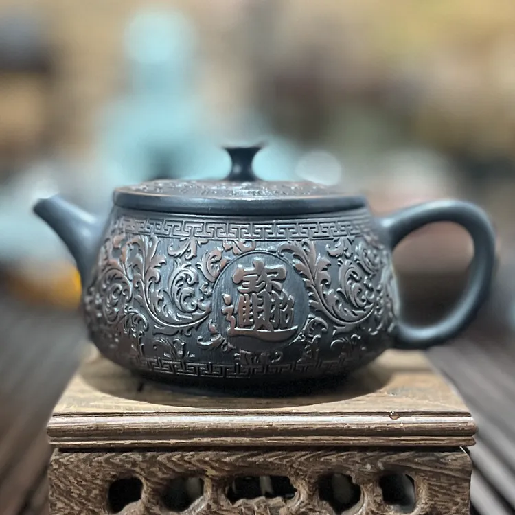 云南原矿紫陶可提可转手工汉瓦大容量壶旋转壶紫陶壶石瓢壶家用