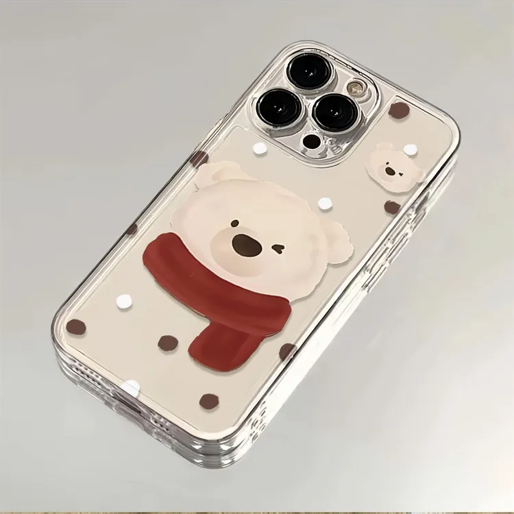 波点围巾小熊适用苹果SEiphone16promax/15/14华为vivo小米oppo软