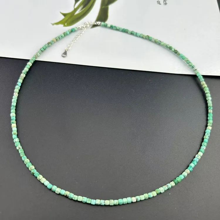 链子925银 0358YOUPLUS925绿色方糖素链项链（2.75mm左右）