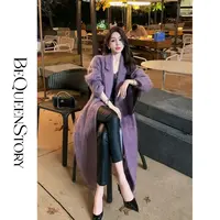 BeQueenStory【爱意紫罗兰】100山羊绒高级感气质翻领长款大衣