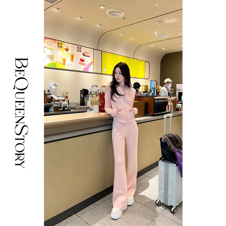 BeQueenStory【法式街头】法式时尚气质显瘦休闲连帽网红运动套装