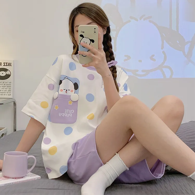 睡衣女夏季短袖纯棉2024新款女款爆款套装薄款宽松少女学生家居服