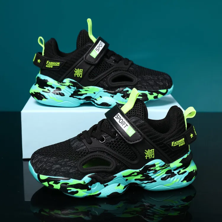 夏款透气网面软底防滑时尚潮帅气时髦中大童男孩运动跑步休闲