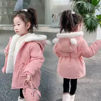 女童加绒棉服冬季中长款保暖儿童夹棉外套宝宝棉衣刺绣亮片派克服