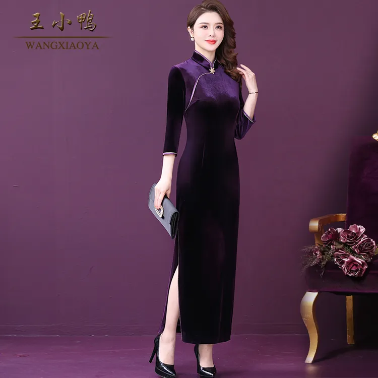 王小鸭W-XY-19181旗袍裙女正品春秋新款年会高级时尚晚宴婚礼礼服