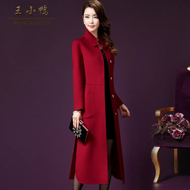 王小鸭W-MZ86622女中长款保暖新款赫本风贵夫人冬季毛呢修身舒适