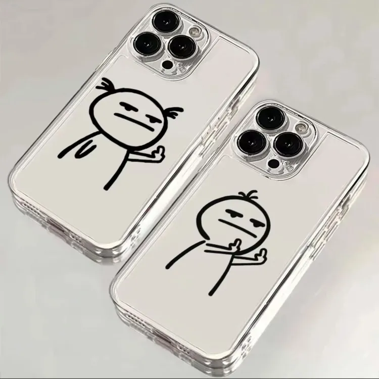 搞怪鄙视小人情侣款适用苹果16手机壳华为荣耀小米红米OPPOVIVO新