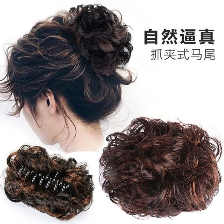 发夹发抓夹假发女发圈发包盘发器拉花短卷发花苞女头花蓬松大发圈