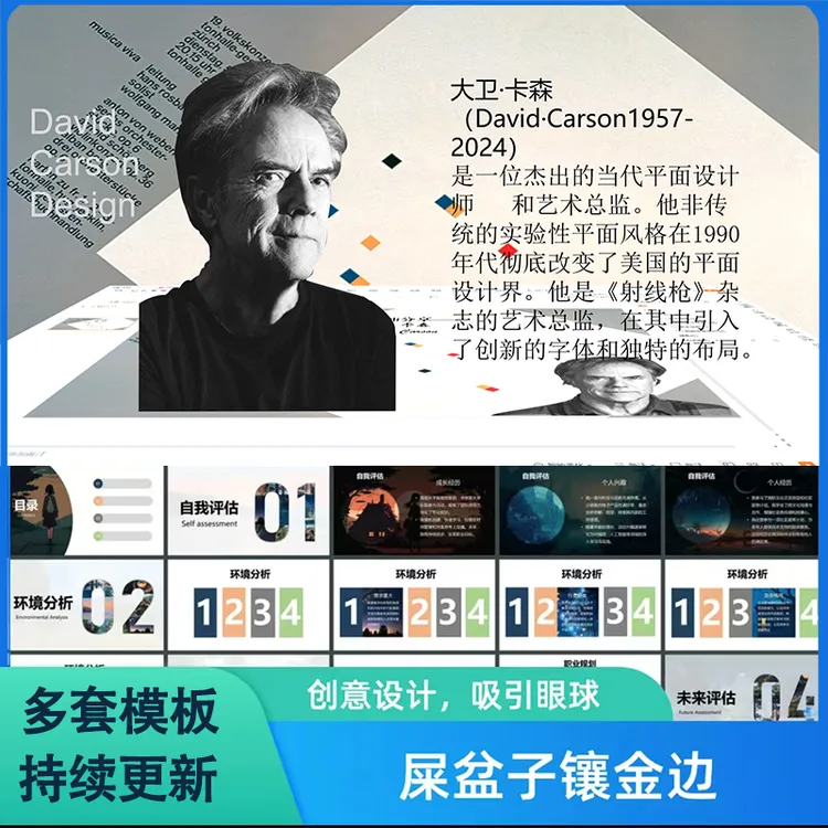 【下单秒发20套】屎盆子镶金边ppt模板风格高级感动态极简约商务