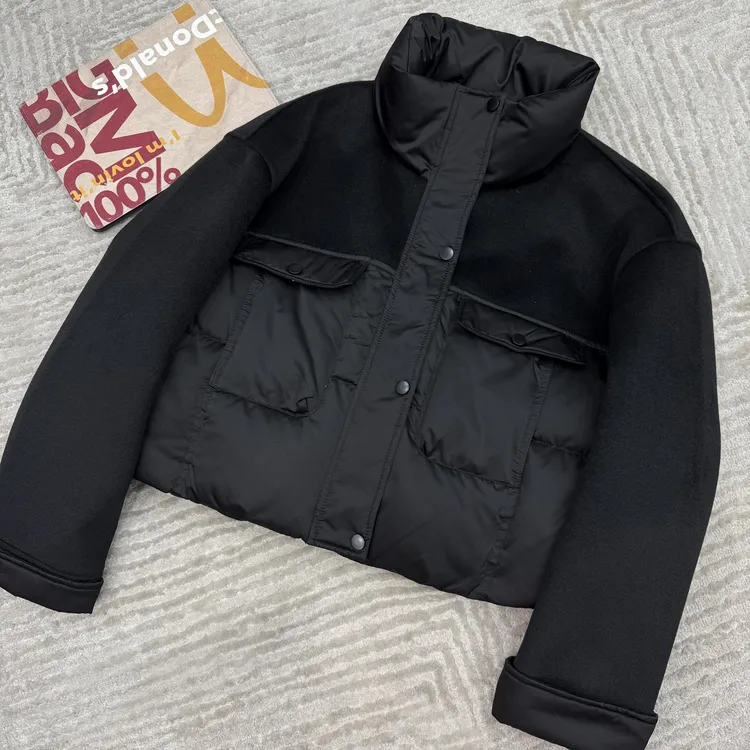 2024冬季新品时尚百搭加绒加厚保暖设计感女士长袖羽绒服上衣7758