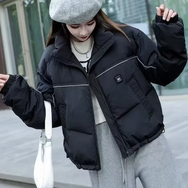 2024秋冬季新品时尚百搭加绒加厚保暖女士长袖羽绒服上衣7740