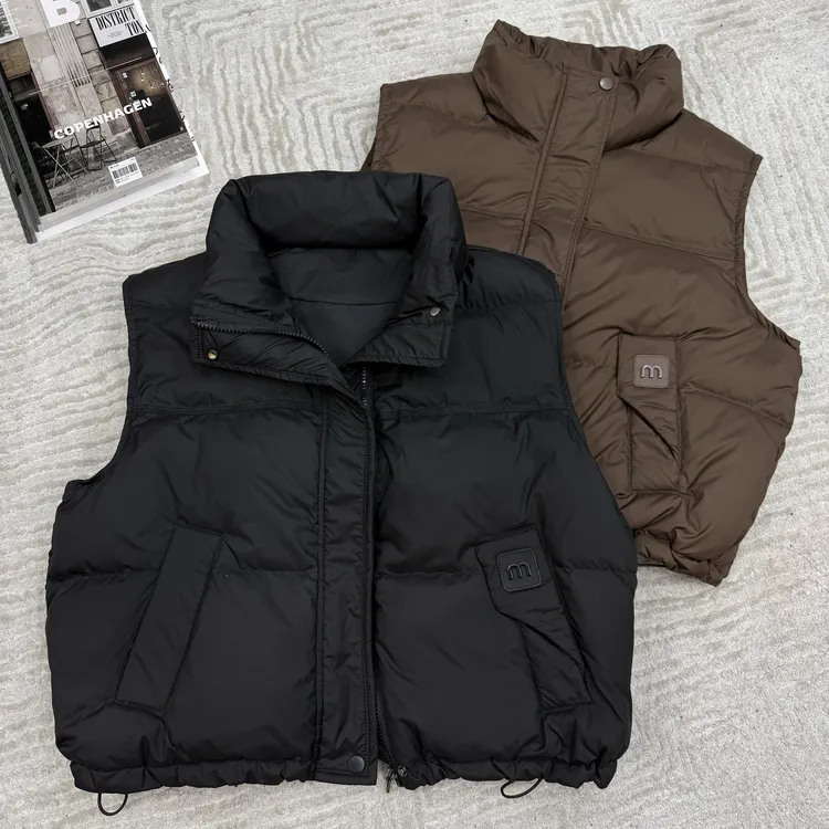 2024冬季新品爆款时尚百搭休闲加绒保暖简约女士无袖羽绒马甲7761