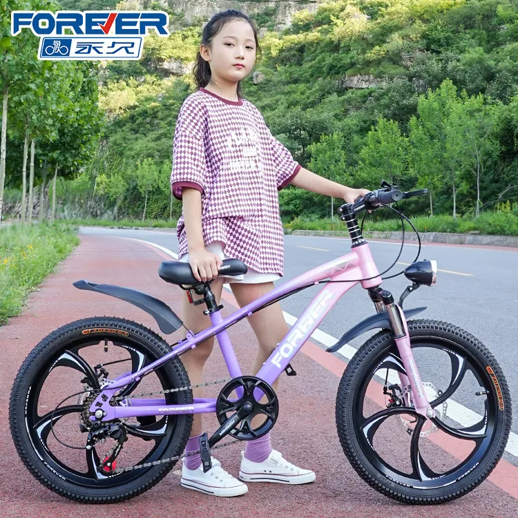 永久骑行山地车高碳钢车架双碟刹一体轮毂七级变速6-8-12岁以上骑