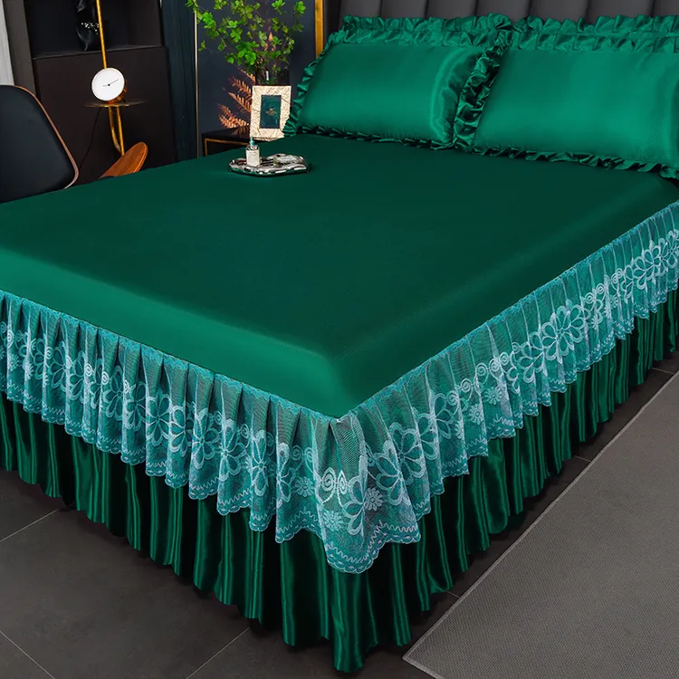 韩版床裙纯色冰丝凉席夏天专用床罩凉感空调软席子可机洗床单裙式