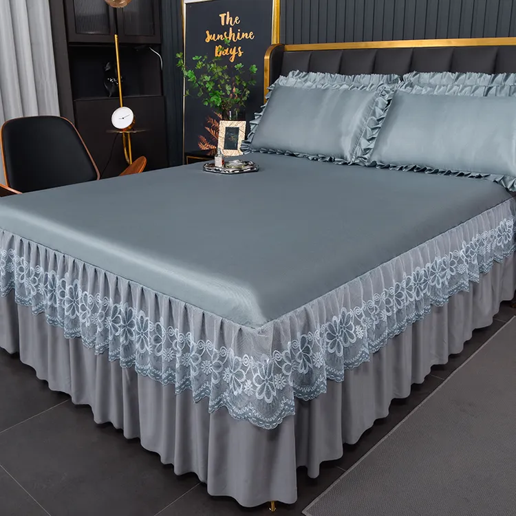 韩版纯色床裙床罩凉感冰丝凉席夏天专用空调软席子可机洗床单裙式