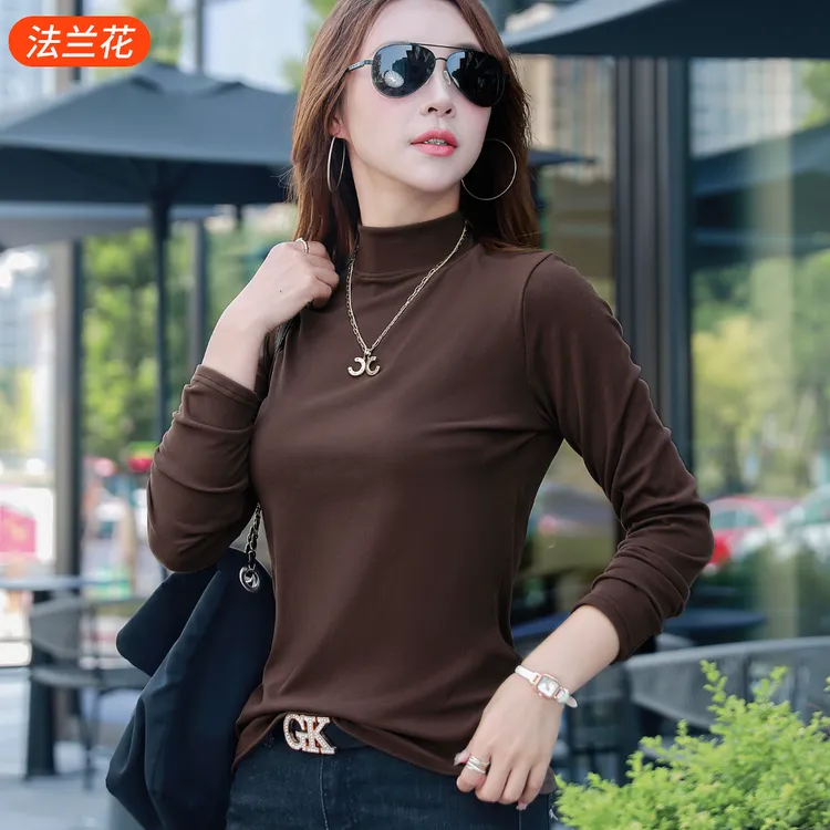 打底衫半高领女秋冬季加厚长袖T恤中高领新款第十代德绒修身女装