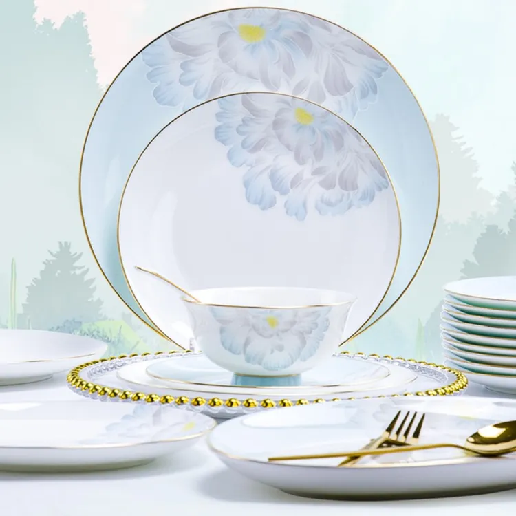邂逅75件景德镇骨瓷碟套装家用防烫高档餐具乔迁新居乔迁碗具套装