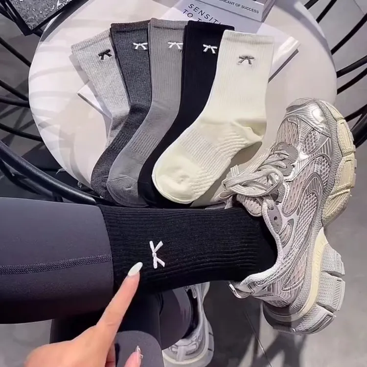 秋冬袜子蝴蝶结高腰堆堆ins透气学院长筒袜潮袜洋气