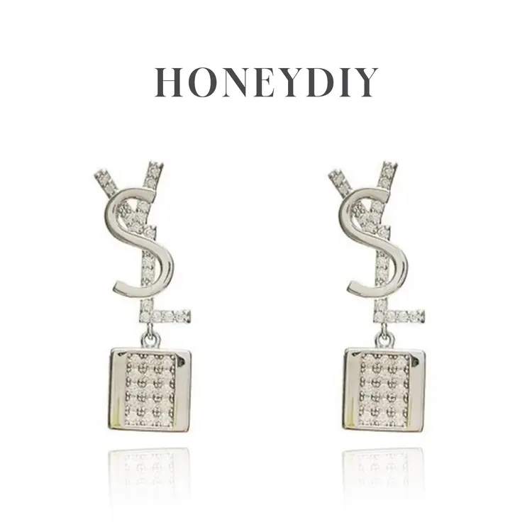 honeydiy 铜合金耳饰 【晚宴时刻】品牌新款字母小方糖吊坠耳环耳饰