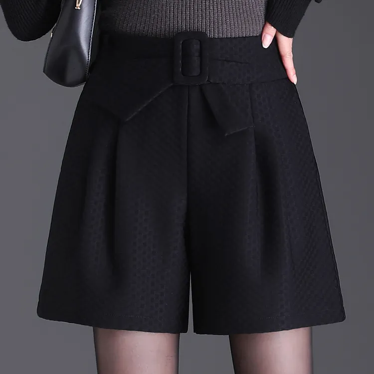 韩版短裤女2025春秋高腰百搭阔腿裤加厚冬季配靴穿外穿大码休闲裤