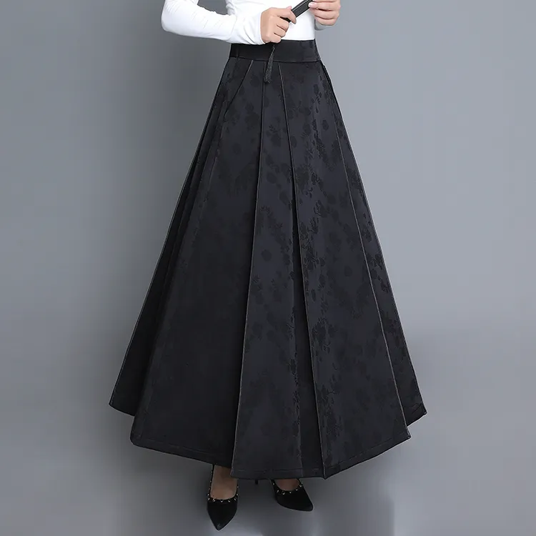 秋冬国风裙子马面裙改良汉服加厚高腰长款显瘦大摆半身裙百褶长裙