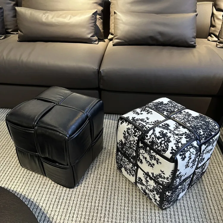 中古风简约魔方凳法式廊道换鞋凳客厅凳子矮凳创意小凳子脚踏沙发