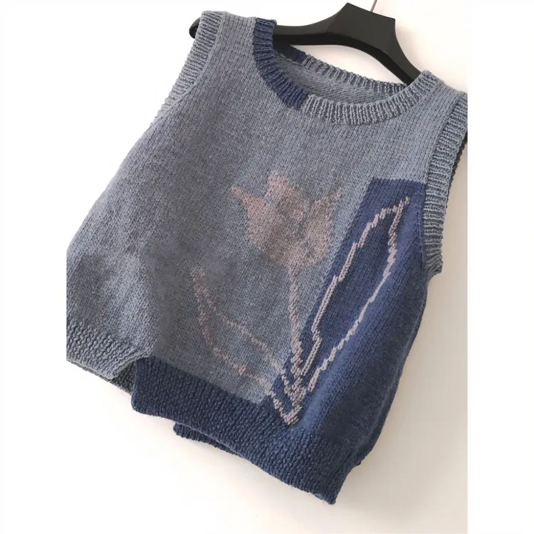 春秋洋气小众手工钩花时尚法式休闲百搭针织衫马甲背心中国毛衣