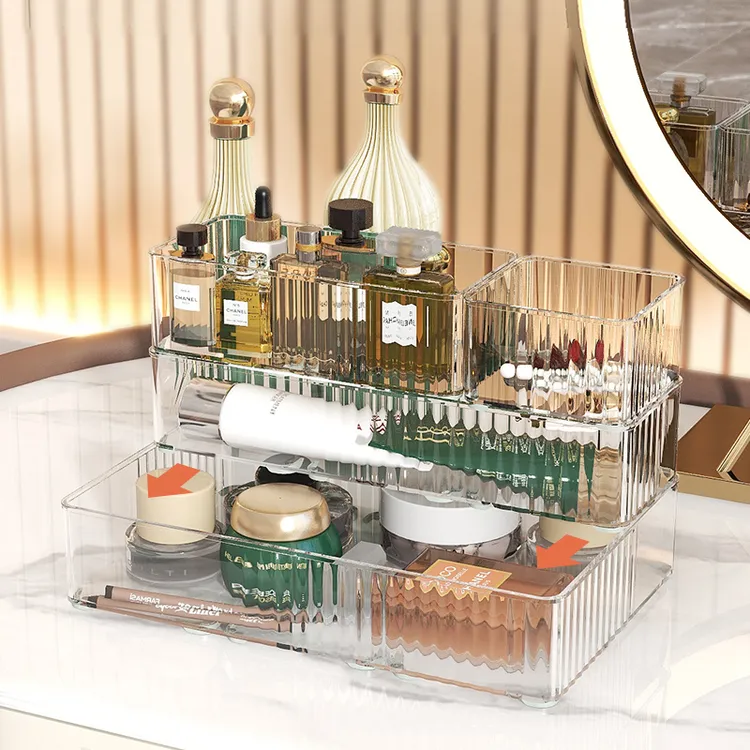 桌面收纳盒化妆品置物盒抽屉内置分格杂物储物整理盒办公室置物架