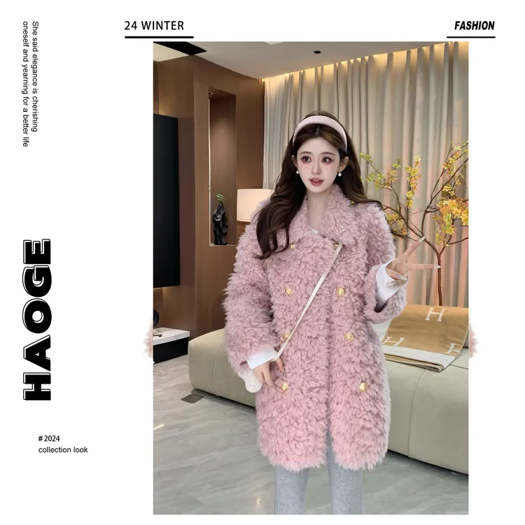 浩哥严选●韩剧欧尼Q4WT2102A全羊毛网红时尚秋冬轻奢重工外套预