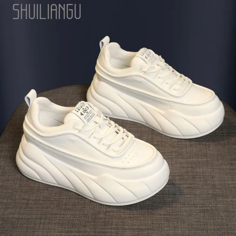 万达撤柜真皮小白鞋女2025春季新款韩版皮面休闲鞋小个子内增高女