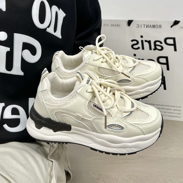 环球女鞋厚底老爹鞋子女夏季2024新款透气网面学生百搭休闲鞋小众