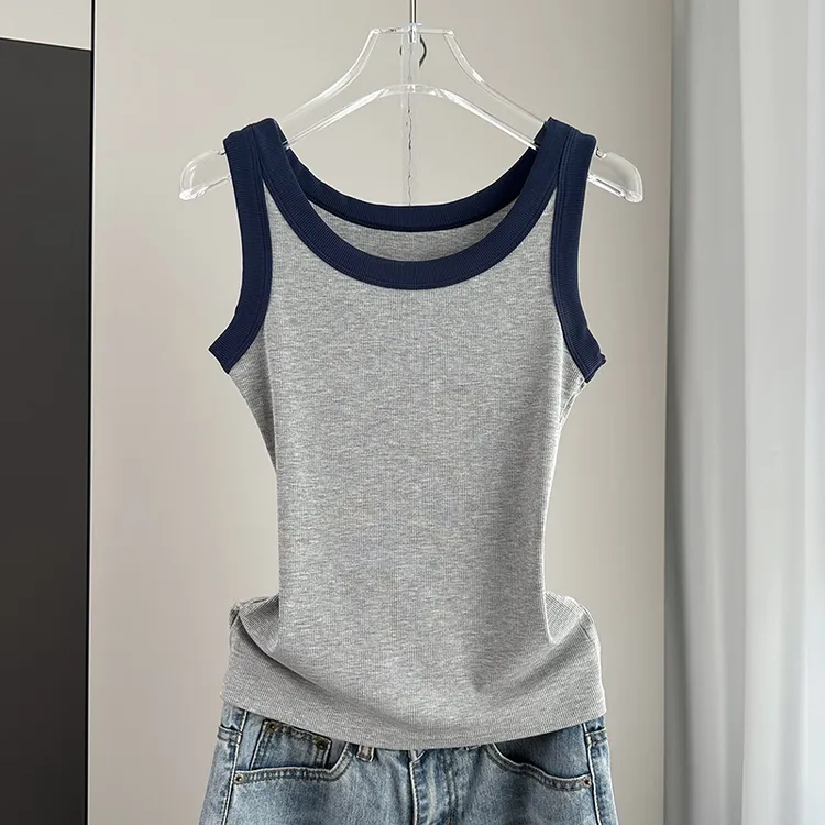 休闲吊带背心女春夏薄款内搭西服外穿2025年新款螺纹修身无袖上衣