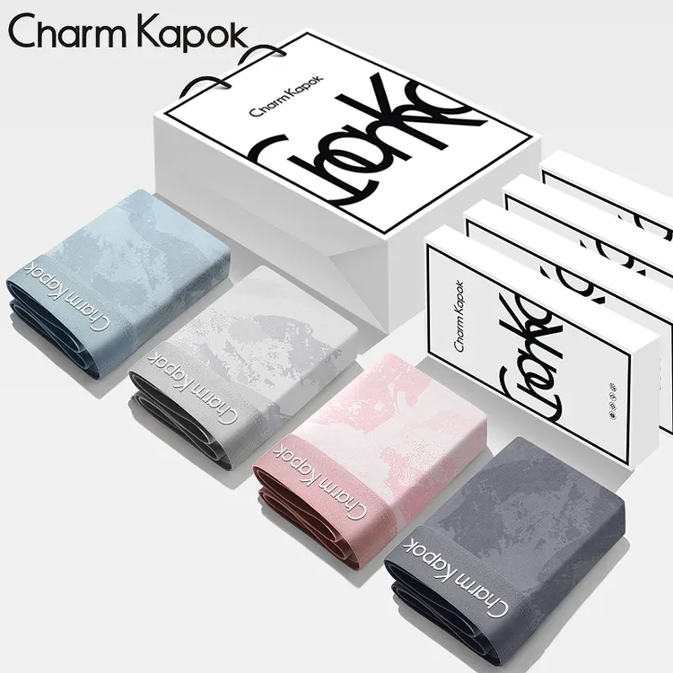 Charm Kapok男士内裤100%全棉裆纯棉质感抗菌四角裤印花短裤礼盒