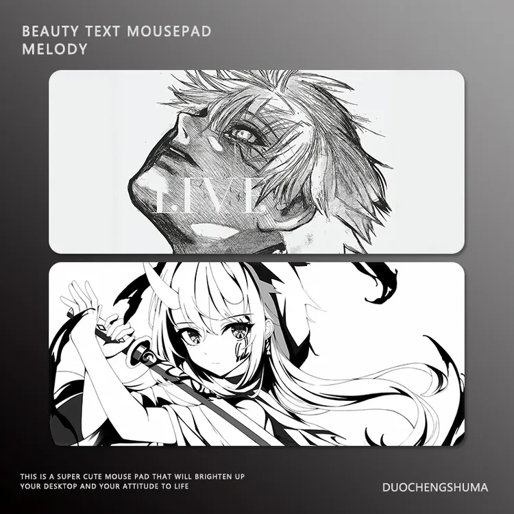 男生电竞鼠标垫超大号黑白动漫高级感游戏专用办公键盘加厚书桌垫
