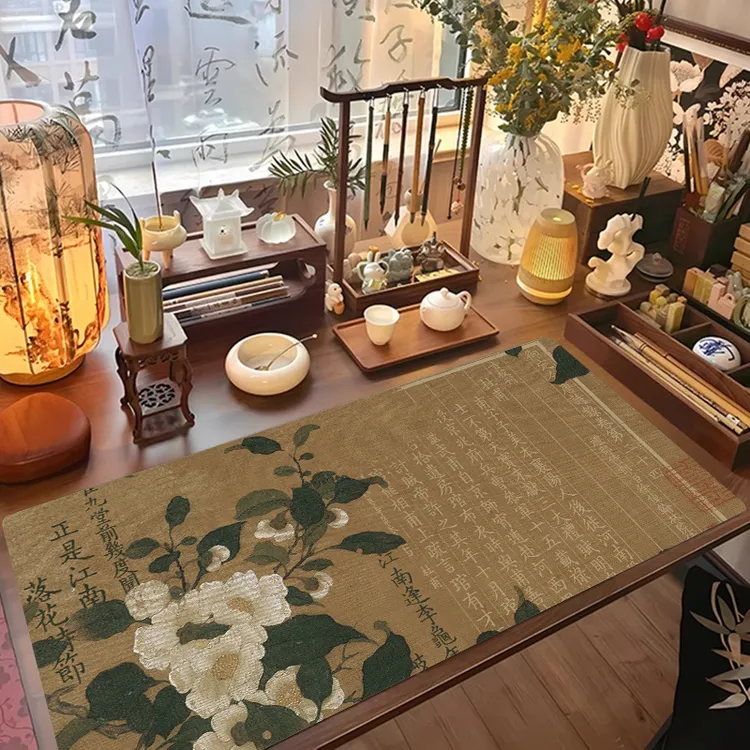 国风字画写字垫古风书法鼠标垫加厚锁边键盘垫办公工位家用桌垫子