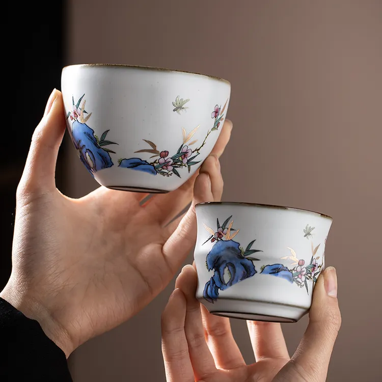 汝窑茶杯开片可养主人杯单个功夫茶具茶杯子品茗杯茶碗陶瓷情侣杯
