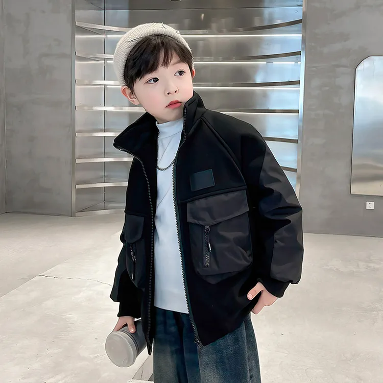 男童夹棉外套加厚秋冬2025中大童休闲韩版长袖儿童冬季保暖御寒潮