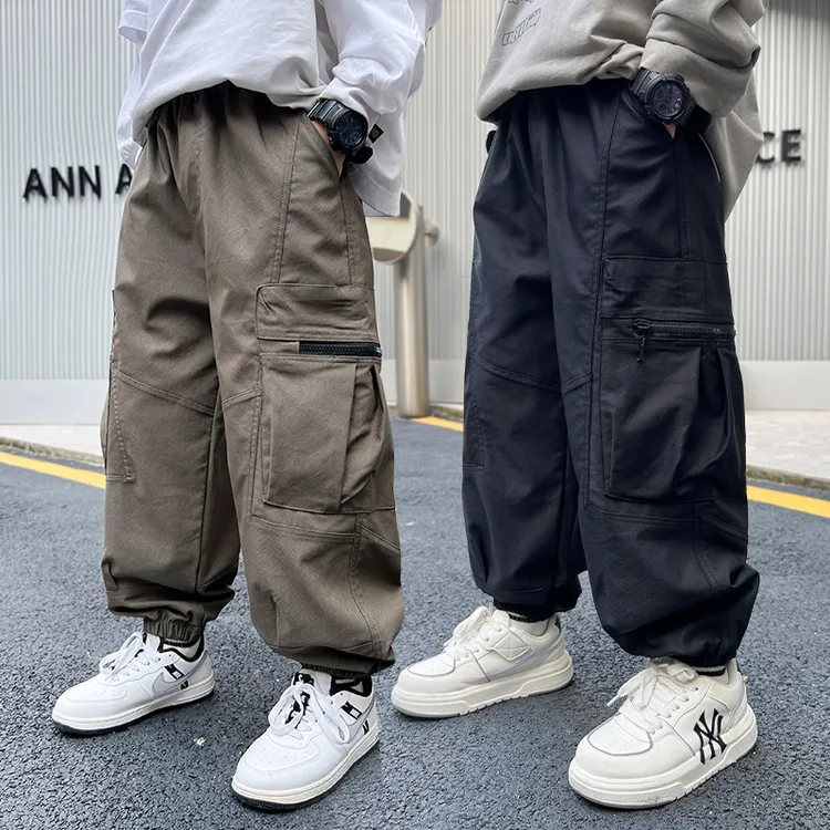 男童工装裤春秋2024中大童休闲韩版长裤宽松儿童秋装裤子洋气百搭