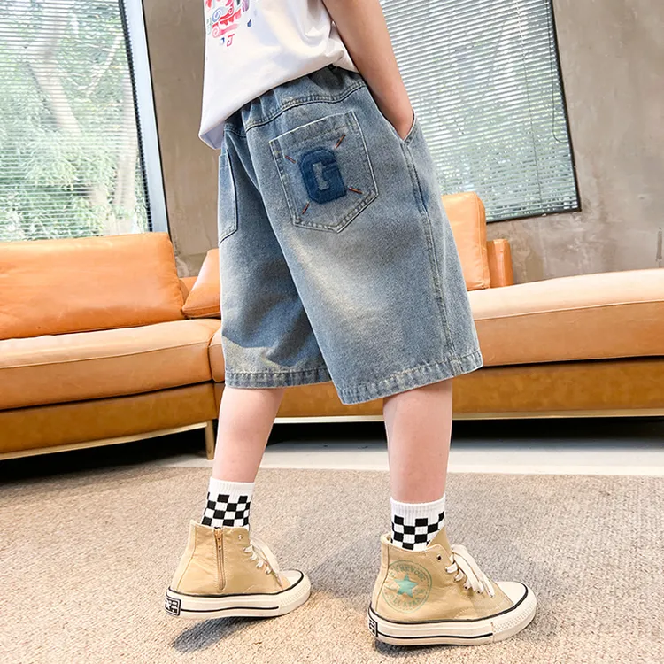 男童牛仔短裤夏季薄款过膝2025中大童休闲韩版七分裤儿童中裤洋气